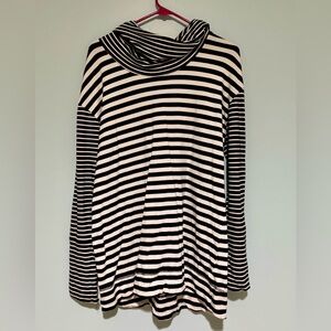 Black & White Striped Cowl Neck